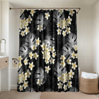 Black Tropical Hawaii Bathroom Set Seamless Monstera Plumeria Hawaiian Pattern - Polynesian Pride