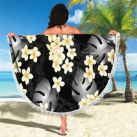 Black Tropical Hawaii Beach Blanket Seamless Monstera Plumeria Hawaiian Pattern LT14 - Polynesian Pride