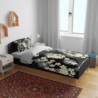 Black Tropical Hawaii Bedding Set Seamless Monstera Plumeria Hawaiian Pattern - Polynesian Pride