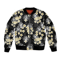 Black Tropical Hawaii Bomber Jacket Seamless Monstera Plumeria Hawaiian Pattern LT14 Unisex Black - Polynesian Pride