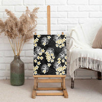 Black Tropical Hawaii Canvas Wall Art Seamless Monstera Plumeria Hawaiian Pattern LT14 - Polynesian Pride