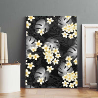 Black Tropical Hawaii Canvas Wall Art Seamless Monstera Plumeria Hawaiian Pattern LT14 - Polynesian Pride