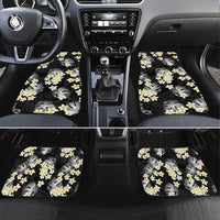 Black Tropical Hawaii Car Mats Seamless Monstera Plumeria Hawaiian Pattern - Polynesian Pride