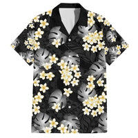 Black Tropical Hawaii Family Matching Off The Shoulder Long Sleeve Dress and Hawaiian Shirt Seamless Monstera Plumeria Hawaiian Pattern - Polynesian Pride