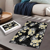 Black Tropical Hawaii Puzzle Seamless Monstera Plumeria Hawaiian Pattern - Polynesian Pride