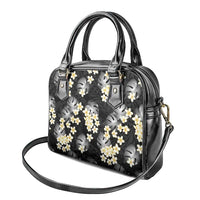 Black Tropical Hawaii Shoulder Handbag Seamless Monstera Plumeria Hawaiian Pattern - Polynesian Pride