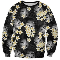 Black Tropical Hawaii Sweatshirt Seamless Monstera Plumeria Hawaiian Pattern LT14 Unisex Black - Polynesian Pride