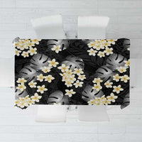 Black Tropical Hawaii Tablecloth Seamless Monstera Plumeria Hawaiian Pattern LT14 Black - Polynesian Pride