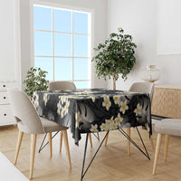 Black Tropical Hawaii Tablecloth Seamless Monstera Plumeria Hawaiian Pattern LT14 - Polynesian Pride
