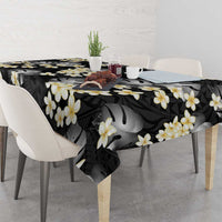 Black Tropical Hawaii Tablecloth Seamless Monstera Plumeria Hawaiian Pattern LT14 - Polynesian Pride