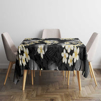 Black Tropical Hawaii Tablecloth Seamless Monstera Plumeria Hawaiian Pattern LT14 - Polynesian Pride