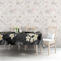 Black Tropical Hawaii Tablecloth Seamless Monstera Plumeria Hawaiian Pattern LT14 - Polynesian Pride