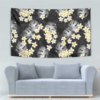 Black Tropical Hawaii Tapestry Seamless Monstera Plumeria Hawaiian Pattern - Polynesian Pride