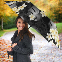 Black Tropical Hawaii Umbrella Seamless Monstera Plumeria Hawaiian Pattern - Polynesian Pride