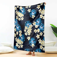 Blue Tropical Hawaii Blanket Seamless Monstera Plumeria Hawaiian Pattern - Polynesian Pride