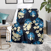 Blue Tropical Hawaii Blanket Seamless Monstera Plumeria Hawaiian Pattern - Polynesian Pride
