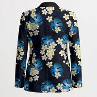 Blue Tropical Hawaii Blazer Seamless Monstera Plumeria Hawaiian Pattern LT14 - Polynesian Pride