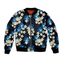 Blue Tropical Hawaii Bomber Jacket Seamless Monstera Plumeria Hawaiian Pattern LT14 Unisex Blue - Polynesian Pride