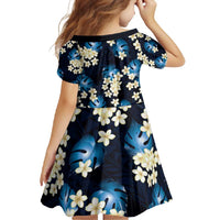 Blue Tropical Hawaii Family Matching Short Sleeve Bodycon Dress and Hawaiian Shirt Seamless Monstera Plumeria Hawaiian Pattern - Polynesian Pride