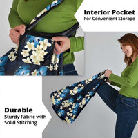 Blue Tropical Hawaii Grocery Bag Seamless Monstera Plumeria Hawaiian Pattern - Polynesian Pride