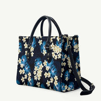 Blue Tropical Hawaii Leather Bag Seamless Monstera Plumeria Hawaiian Pattern - Polynesian Pride