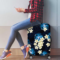 Blue Tropical Hawaii Luggage Cover Seamless Monstera Plumeria Hawaiian Pattern - Polynesian Pride