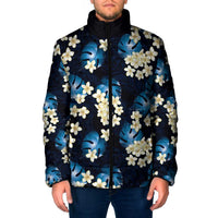 Blue Tropical Hawaii Padded Jacket Seamless Monstera Plumeria Hawaiian Pattern LT14 Men Blue - Polynesian Pride