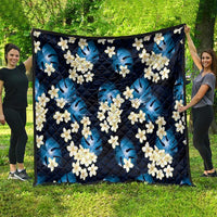 Blue Tropical Hawaii Quilt Seamless Monstera Plumeria Hawaiian Pattern - Polynesian Pride