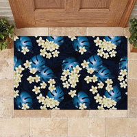 Blue Tropical Hawaii Rubber Doormat Seamless Monstera Plumeria Hawaiian Pattern LT14 Blue - Polynesian Pride