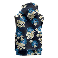 Blue Tropical Hawaii Sleeveless Zip Hoodie Seamless Monstera Plumeria Hawaiian Pattern LT14 - Polynesian Pride