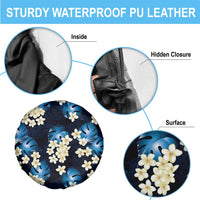 Blue Tropical Hawaii Spare Tire Cover Seamless Monstera Plumeria Hawaiian Pattern - Polynesian Pride