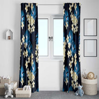 Blue Tropical Hawaii Window Curtain Seamless Monstera Plumeria Hawaiian Pattern - Polynesian Pride