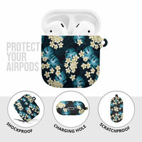 Dark Cyan Tropical Hawaii AirPods Case Seamless Monstera Plumeria Hawaiian Pattern LT14 - Polynesian Pride