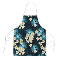 Dark Cyan Tropical Hawaii Apron Seamless Monstera Plumeria Hawaiian Pattern LT14 Dark Cyan - Polynesian Pride