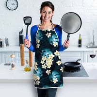 Dark Cyan Tropical Hawaii Apron Seamless Monstera Plumeria Hawaiian Pattern LT14 - Polynesian Pride