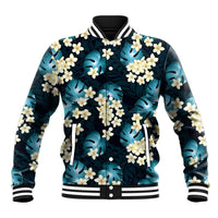 Dark Cyan Tropical Hawaii Baseball Jacket Seamless Monstera Plumeria Hawaiian Pattern LT14 Unisex Dark Cyan - Polynesian Pride