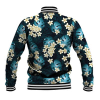 Dark Cyan Tropical Hawaii Baseball Jacket Seamless Monstera Plumeria Hawaiian Pattern LT14 - Polynesian Pride