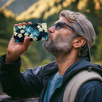 Dark Cyan Tropical Hawaii 4 in 1 Can Cooler Tumbler Seamless Monstera Plumeria Hawaiian Pattern - Polynesian Pride