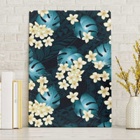 Dark Cyan Tropical Hawaii Canvas Wall Art Seamless Monstera Plumeria Hawaiian Pattern LT14 Without Frame Dark Cyan - Polynesian Pride