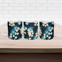 Dark Cyan Tropical Hawaii Ceramic Mug Seamless Monstera Plumeria Hawaiian Pattern LT14 - Polynesian Pride