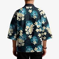 Dark Cyan Tropical Hawaii Kimono Seamless Monstera Plumeria Hawaiian Pattern - Polynesian Pride