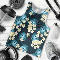 Dark Cyan Tropical Hawaii Men Tank Top Seamless Monstera Plumeria Hawaiian Pattern LT14 - Polynesian Pride