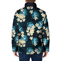 Dark Cyan Tropical Hawaii Padded Jacket Seamless Monstera Plumeria Hawaiian Pattern LT14 - Polynesian Pride