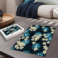 Dark Cyan Tropical Hawaii Puzzle Seamless Monstera Plumeria Hawaiian Pattern LT14 - Polynesian Pride