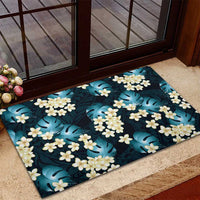 Dark Cyan Tropical Hawaii Rubber Doormat Seamless Monstera Plumeria Hawaiian Pattern LT14 - Polynesian Pride