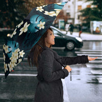 Dark Cyan Tropical Hawaii Umbrella Seamless Monstera Plumeria Hawaiian Pattern - Polynesian Pride