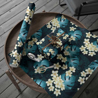 Dark Cyan Tropical Hawaii Wrapping Paper Seamless Monstera Plumeria Hawaiian Pattern LT14 - Polynesian Pride
