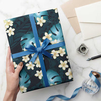 Dark Cyan Tropical Hawaii Wrapping Paper Seamless Monstera Plumeria Hawaiian Pattern LT14 - Polynesian Pride