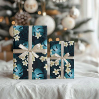 Dark Cyan Tropical Hawaii Wrapping Paper Seamless Monstera Plumeria Hawaiian Pattern LT14 - Polynesian Pride