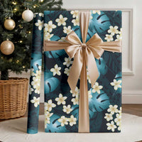 Dark Cyan Tropical Hawaii Wrapping Paper Seamless Monstera Plumeria Hawaiian Pattern LT14 - Polynesian Pride